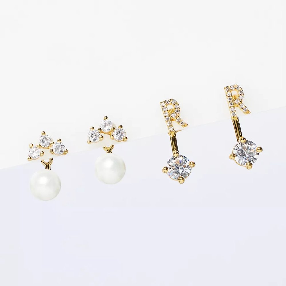 HTF Anthropologie Set of Two Monogram "R" Earrings